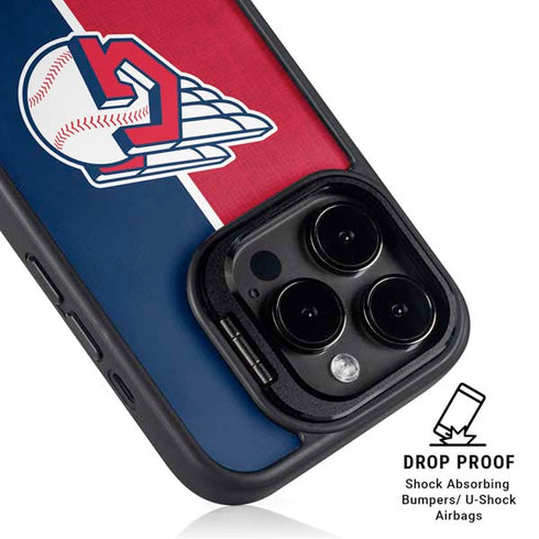 MLB Cleveland Guardians Split iPhone 15 Pro Kickstand Case